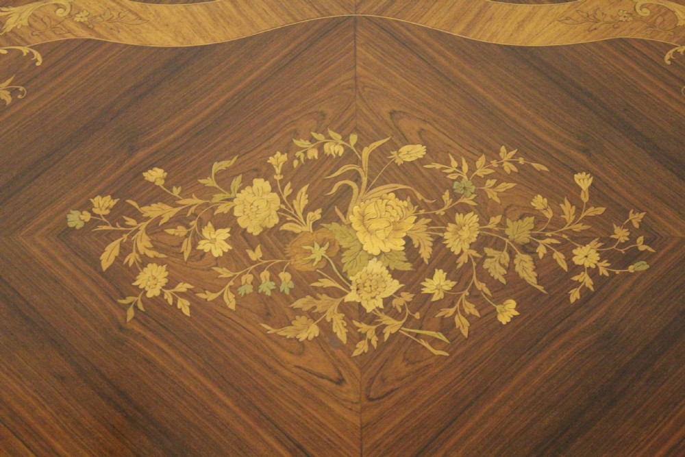 French Inlaid Rosewood Floral Marquetry Table View XII