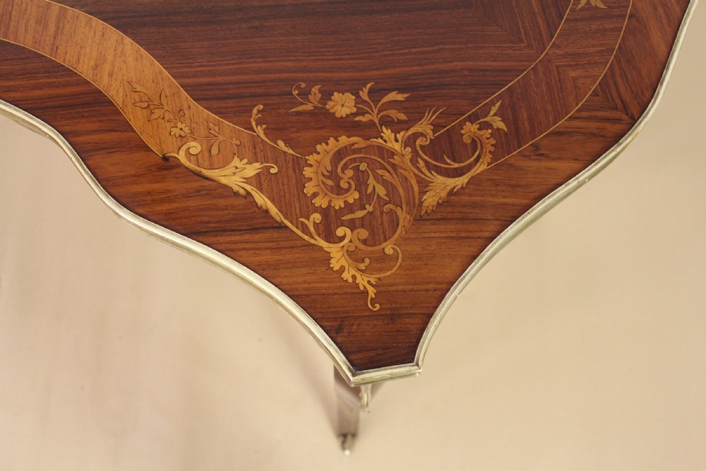 French Inlaid Rosewood Floral Marquetry Table View XIII