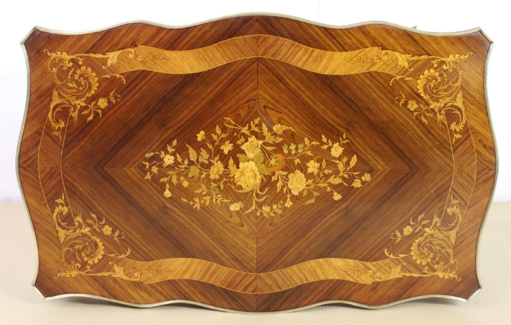 French Inlaid Rosewood Floral Marquetry Table View XX