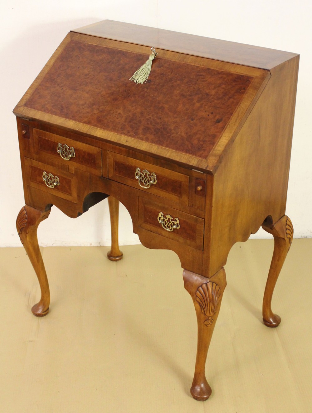Queen Anne Style Burr Walnut Bureau