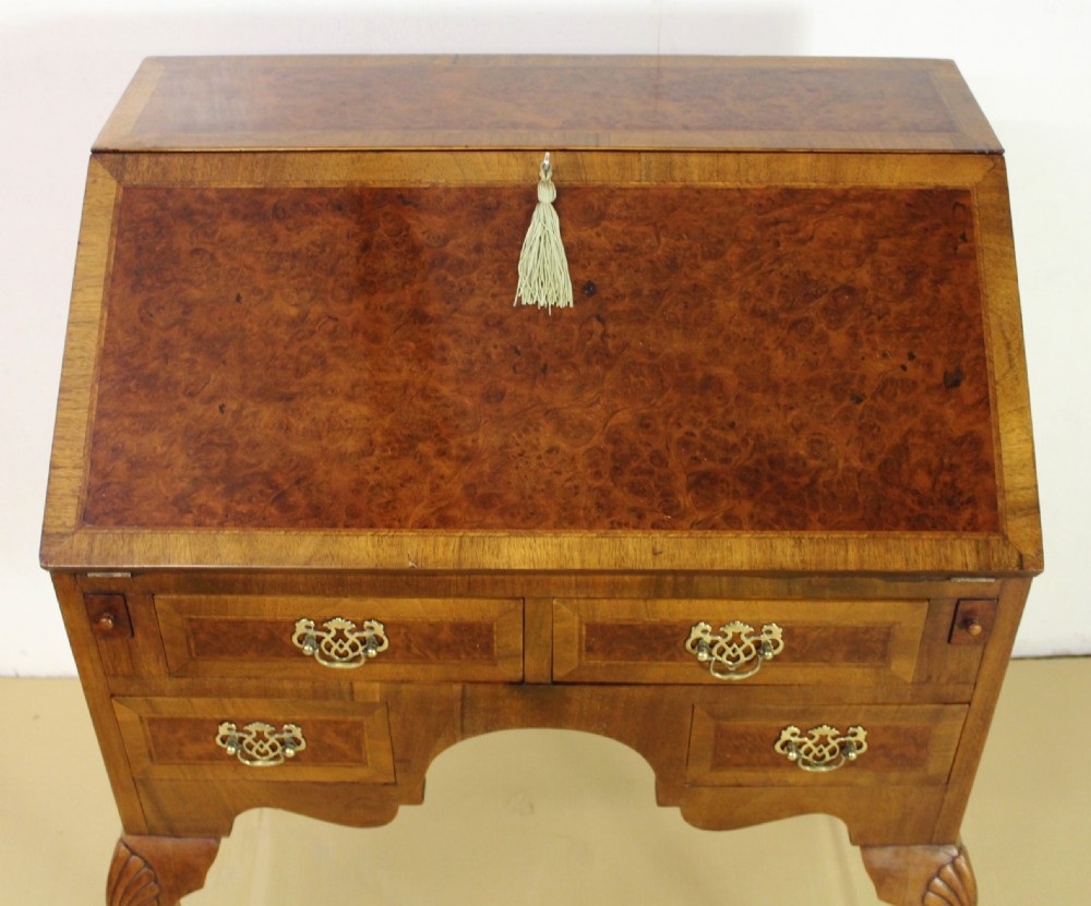Queen Anne Style Burr Walnut Bureau View VI