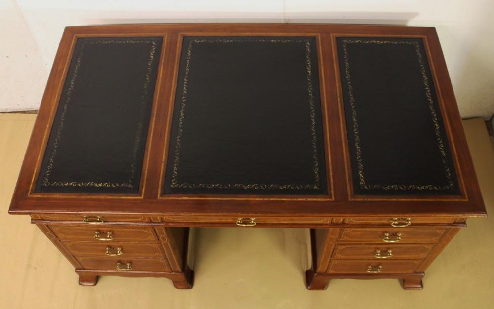 Inlaid Mahogany Pedestal Desk View III