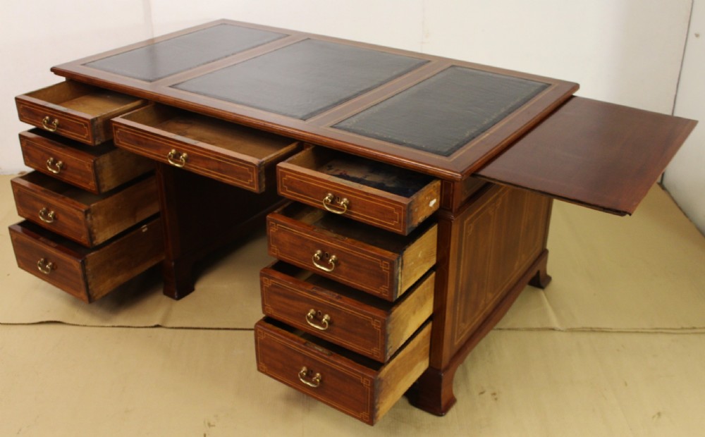 Inlaid Mahogany Pedestal Desk View IV