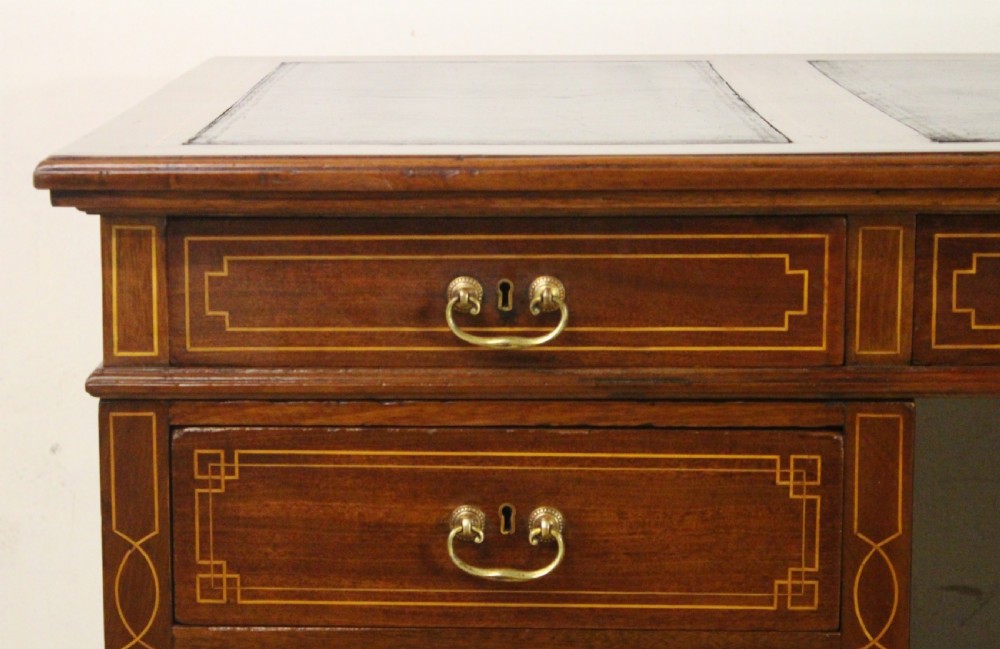 Inlaid Mahogany Pedestal Desk View IX