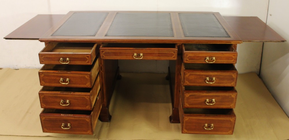 Inlaid Mahogany Pedestal Desk View XIII