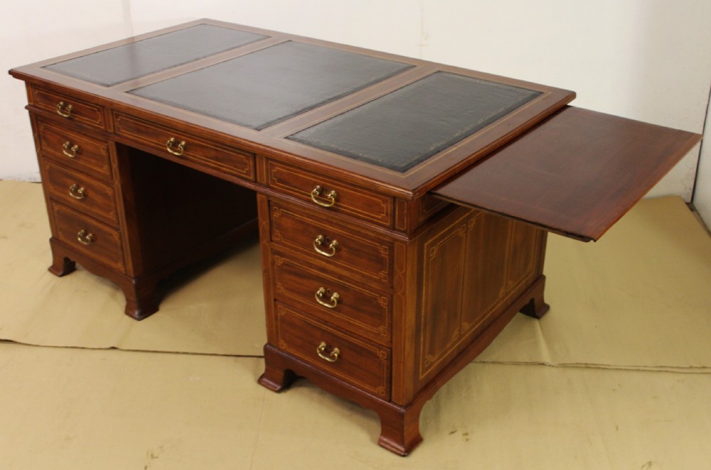 Inlaid Mahogany Pedestal Desk View XVI