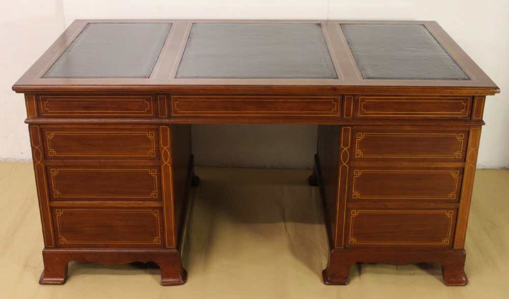 Inlaid Mahogany Pedestal Desk View XX