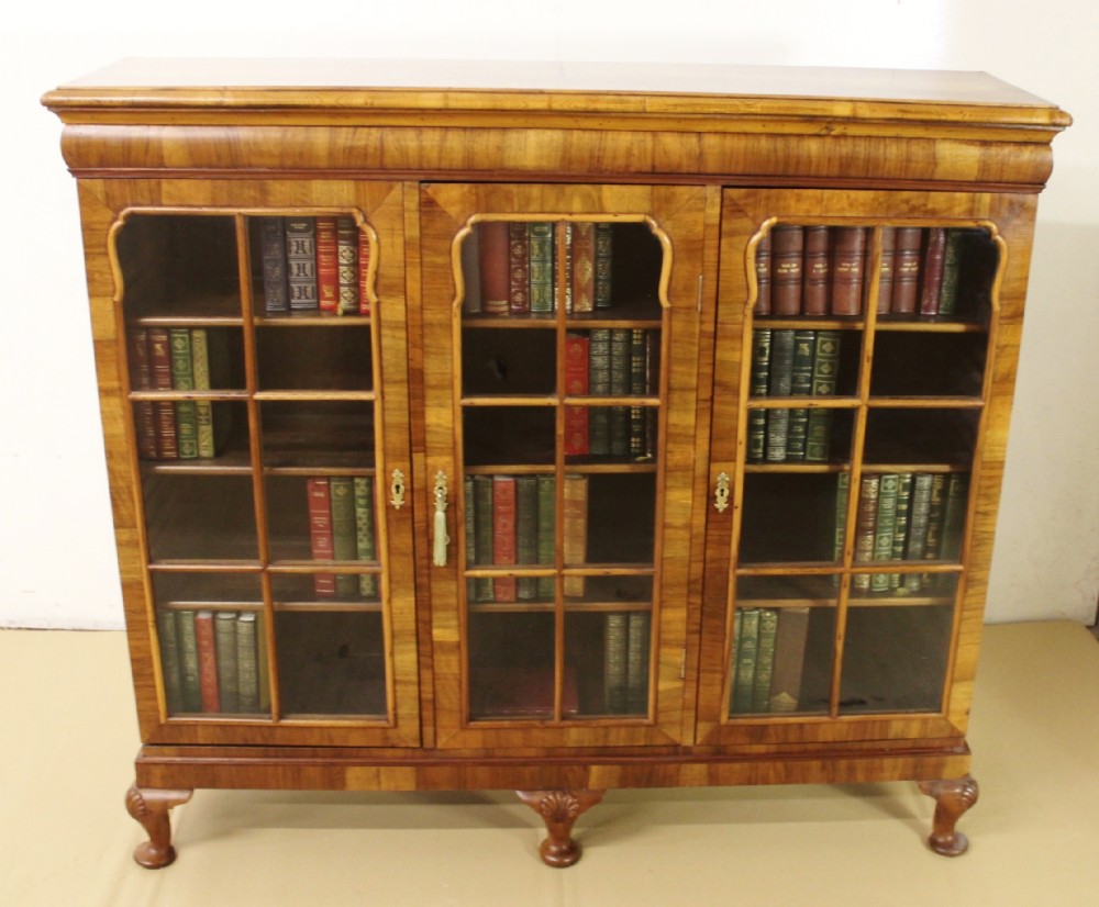 Burr Walnut Glazed Bookcase