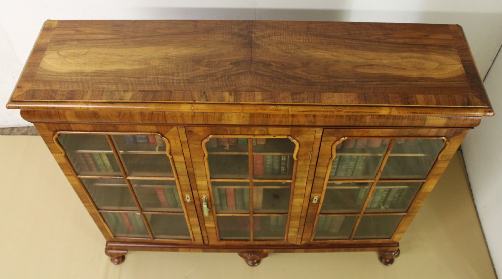 Burr Walnut Glazed Bookcase View II
