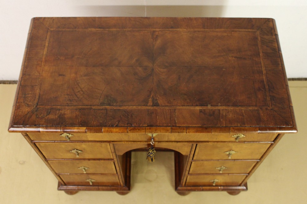 George II Style Burr Walnut Kneehole Desk View V