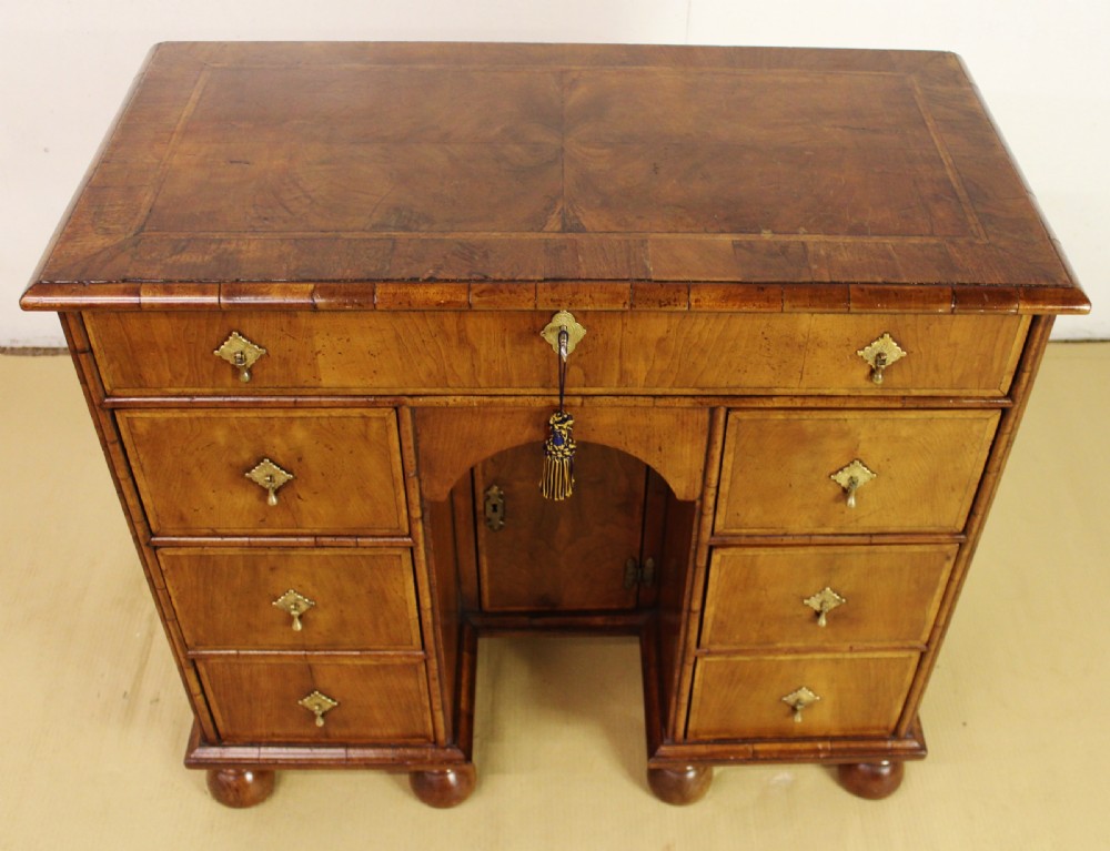George II Style Burr Walnut Kneehole Desk View VI
