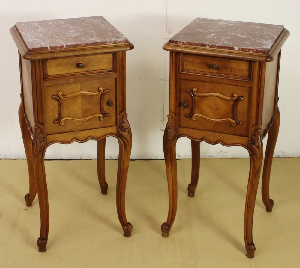 Pair of French Walnut Bedside Cupboards