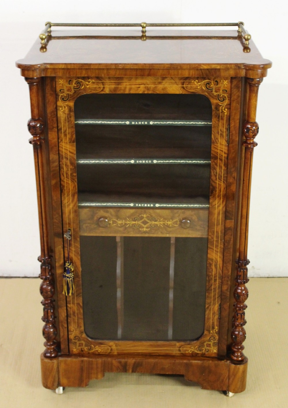 Victorian Inlaid Burr Walnut Music Cabinet