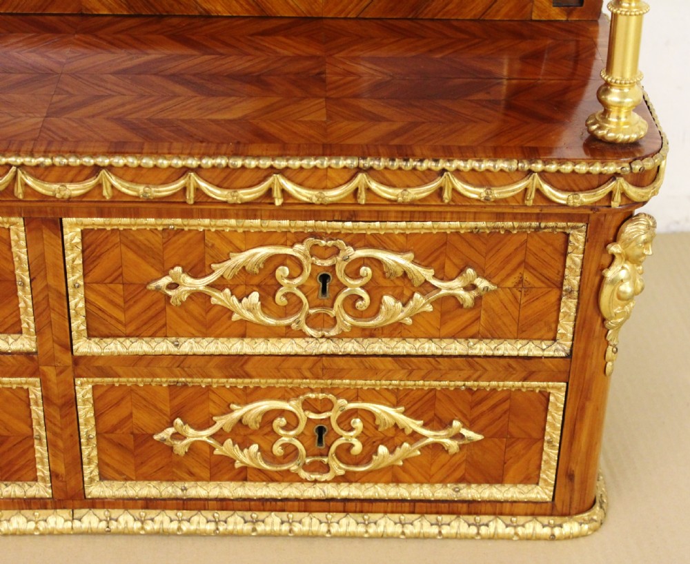 Tulip Wood and Ormolu Mounted Wall Shelves View III