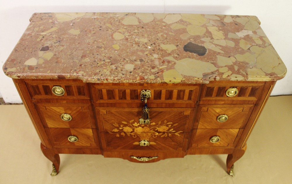 French Louis XVI Style Marble Topped Commode View III