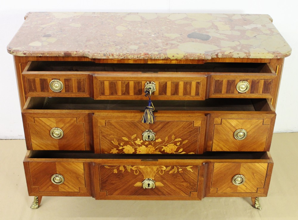 French Louis XVI Style Marble Topped Commode View XIII