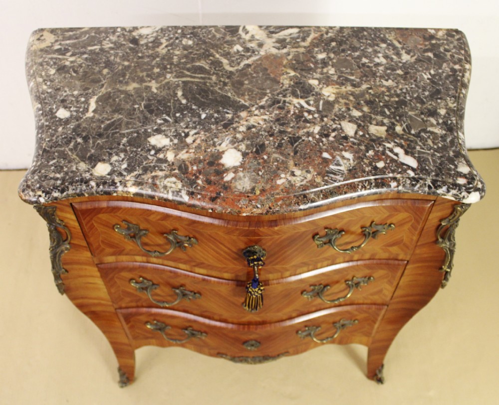 French Kingwood Bombe Marble Topped Commode View II