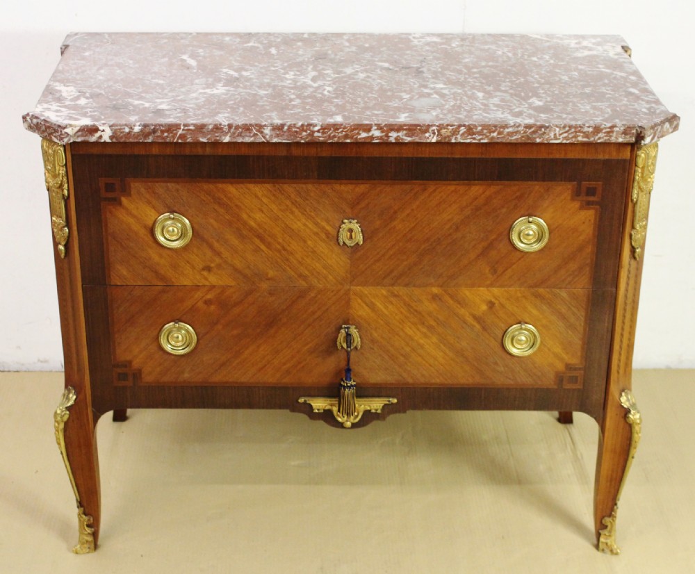 French Marble Topped Louis XVI Style Commode