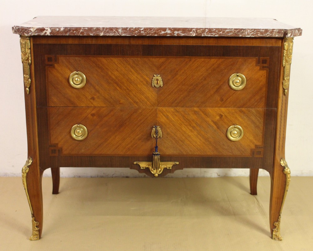 French Marble Topped Louis XVI Style Commode View VI