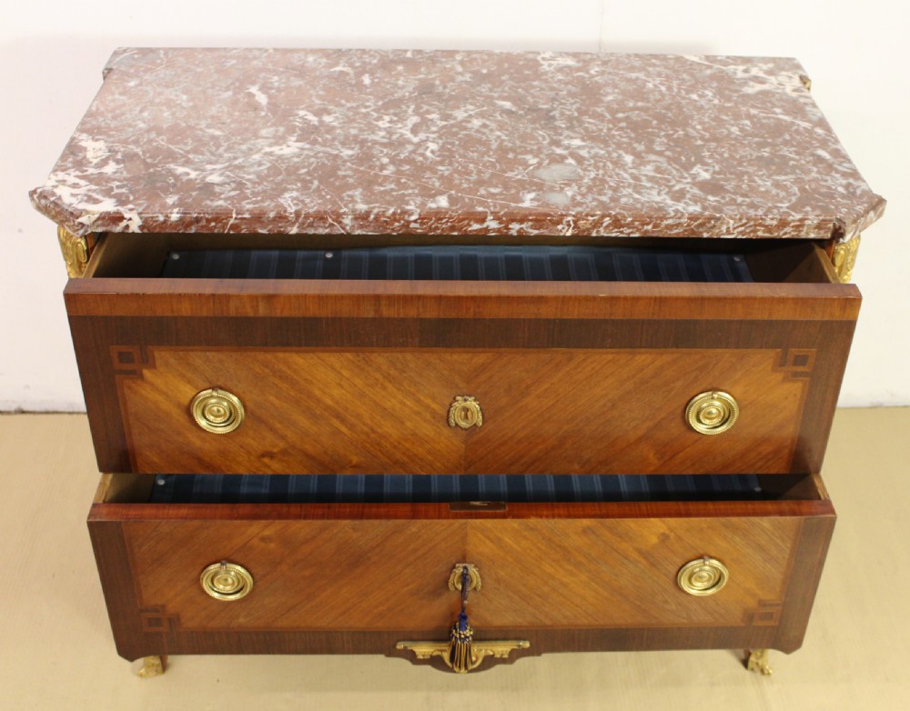 French Marble Topped Louis XVI Style Commode View XV