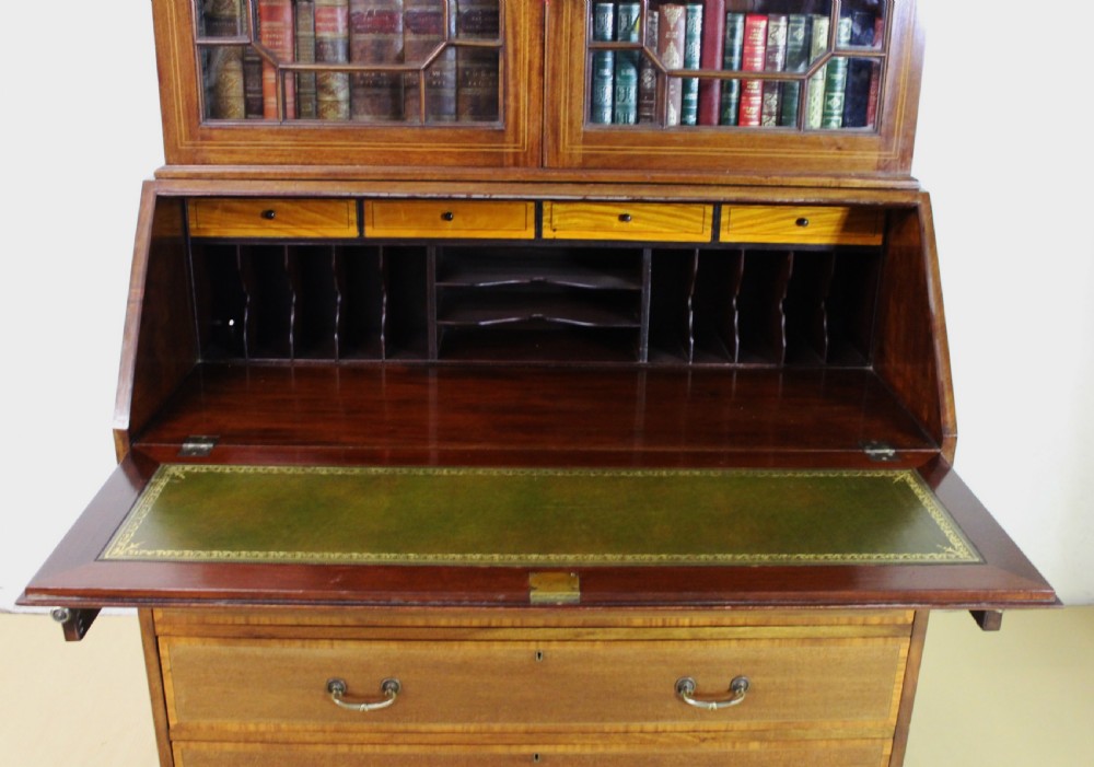 Edwardian Inlaid Mahogany Bureau Bookcase View IV