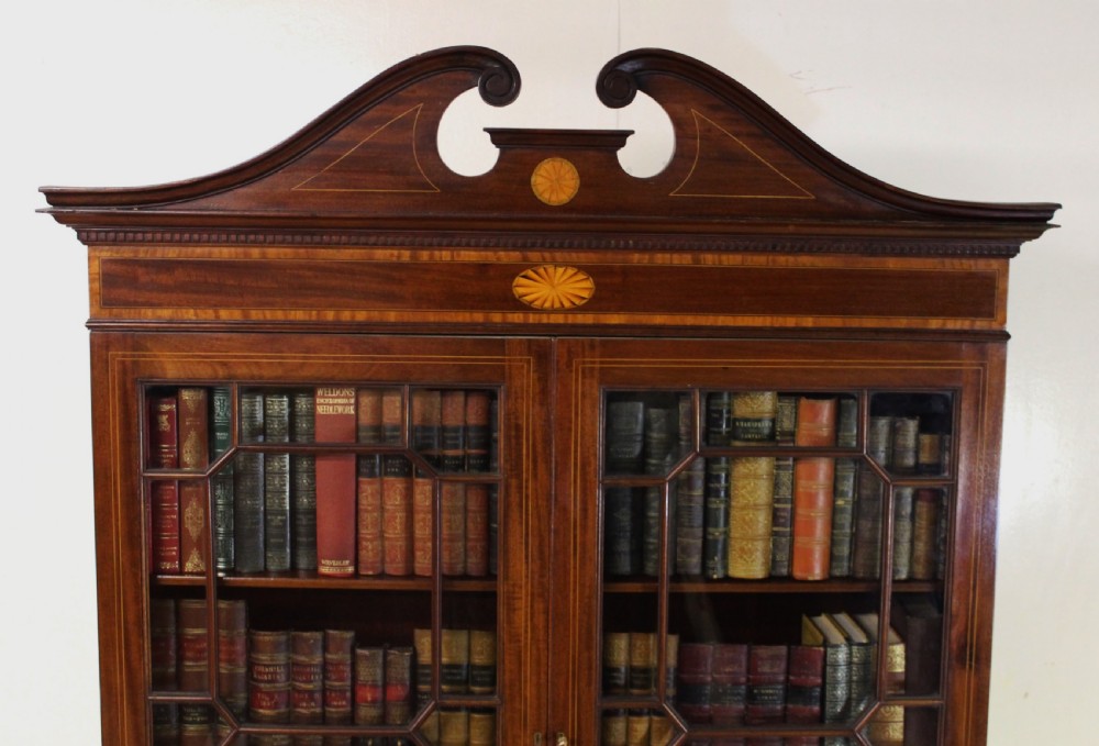 Edwardian Inlaid Mahogany Bureau Bookcase View X