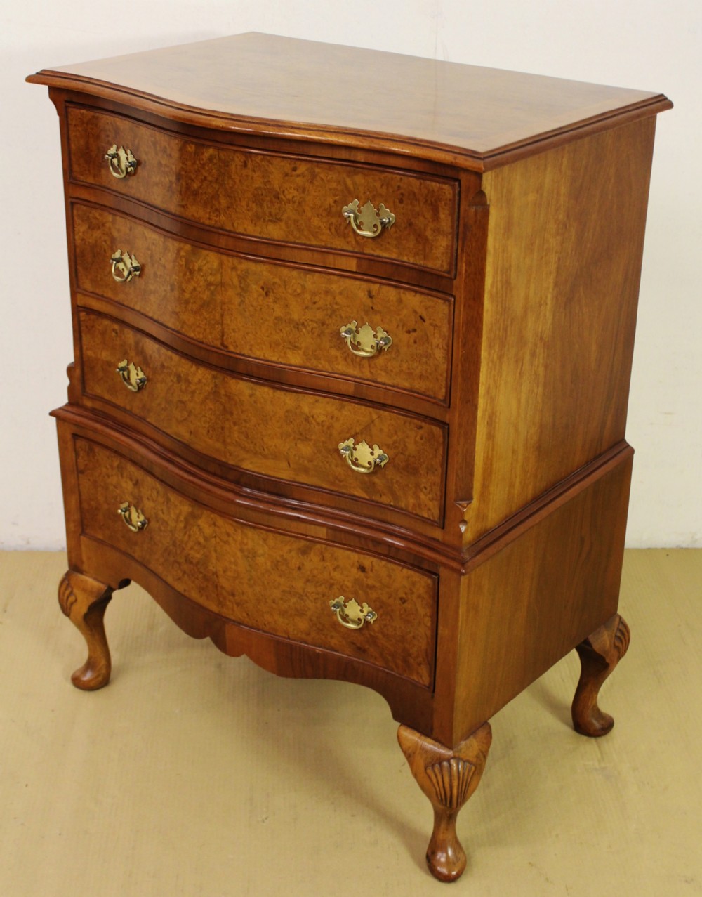 Serpentine Fronted Burr Walnut Chest of Drawers
