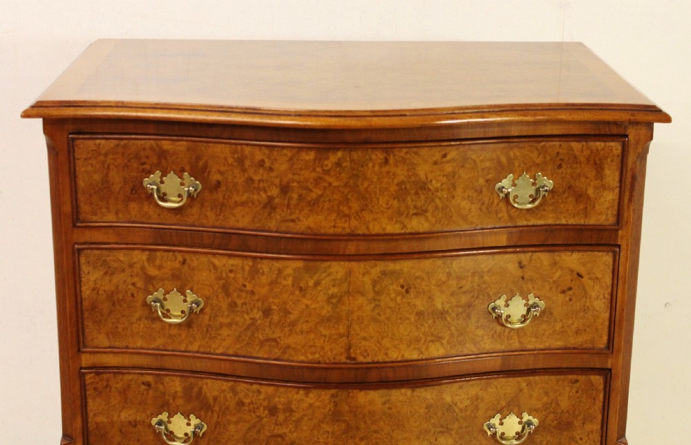 Serpentine Fronted Burr Walnut Chest of Drawers View VI