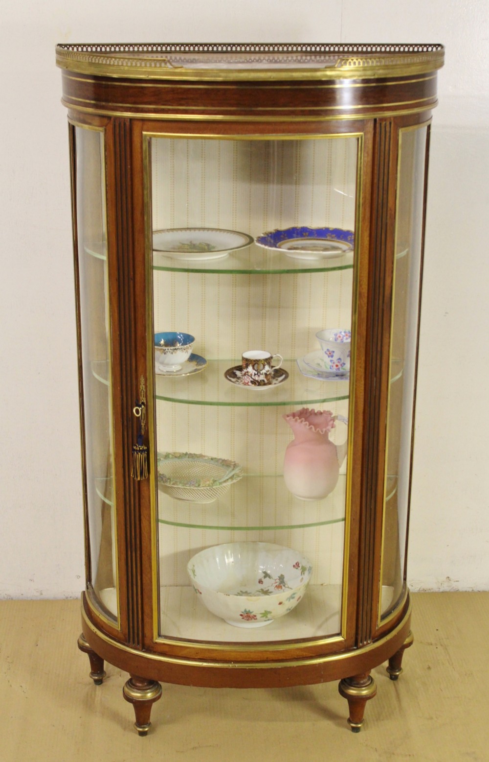 Mahogany and Brass Inlaid French Vitrine