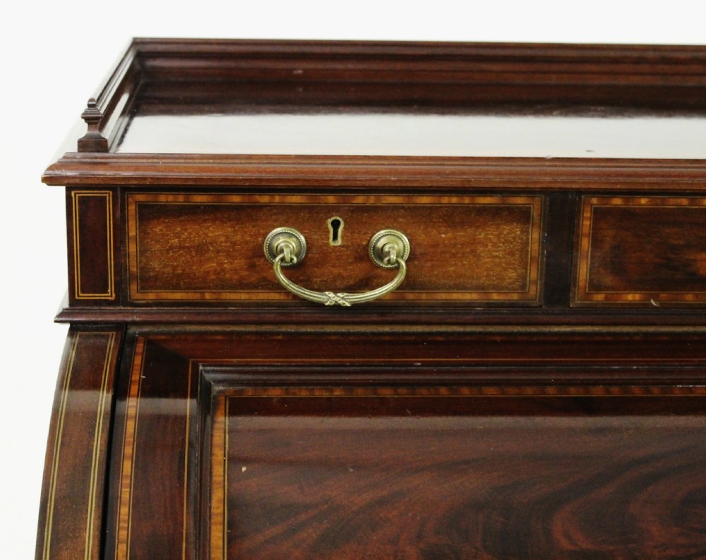 Inlaid Mahogany Cylinder Bureau by Jas Shoolbred View X