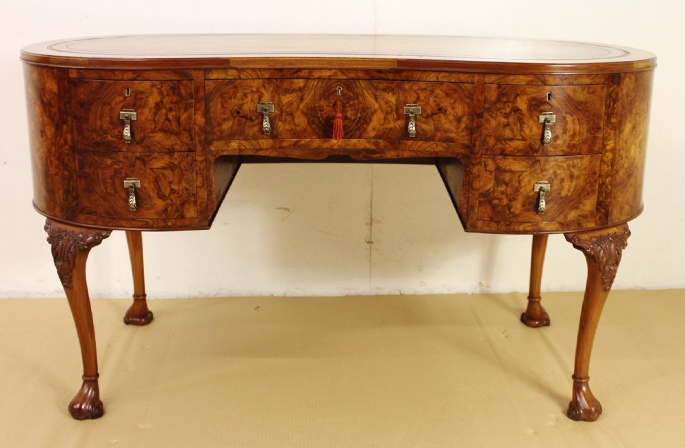 Burr Walnut Kidney Shaped Writing Desk View II