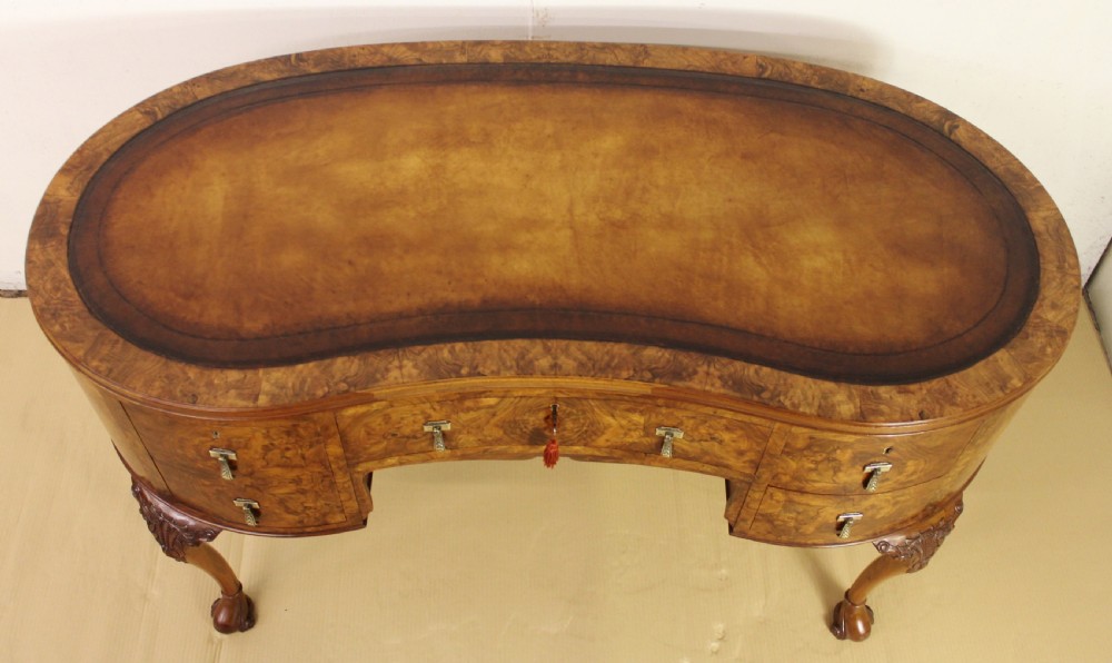 Burr Walnut Kidney Shaped Writing Desk View III