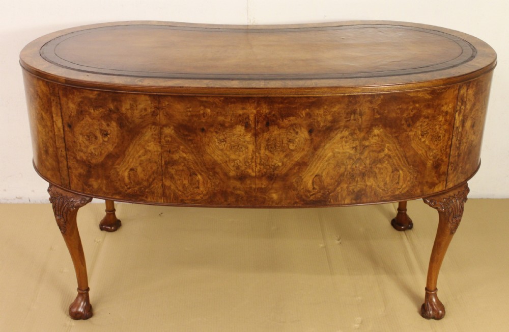 Burr Walnut Kidney Shaped Writing Desk View V