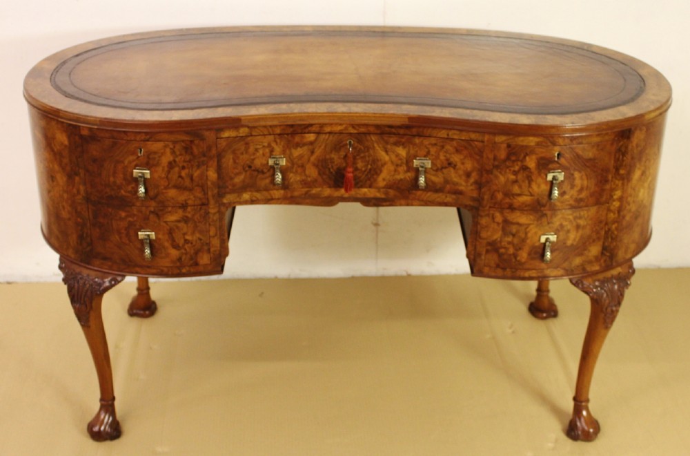 Burr Walnut Kidney Shaped Writing Desk View VI
