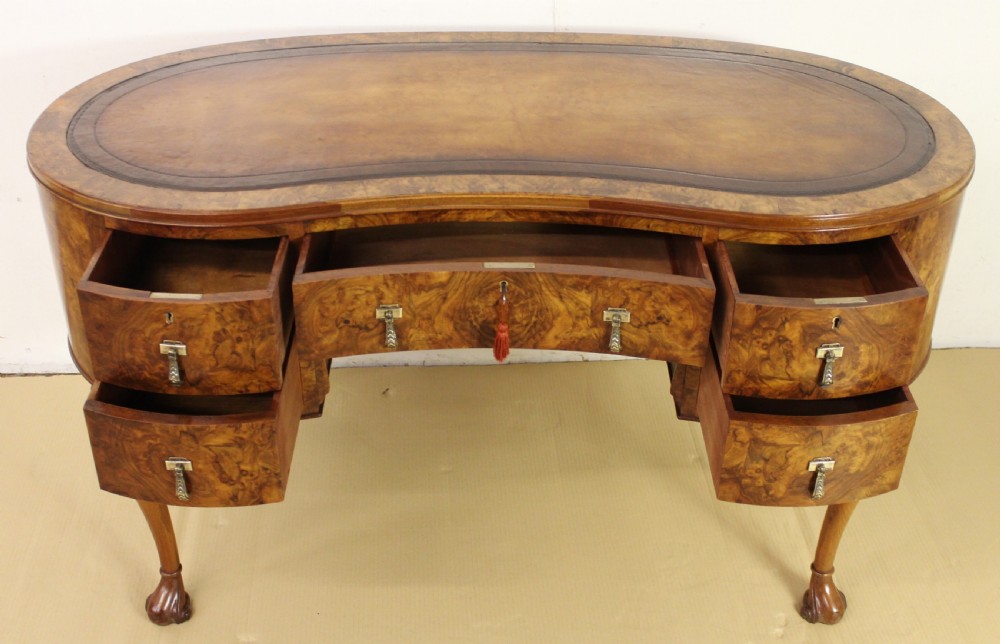 Burr Walnut Kidney Shaped Writing Desk View XIII