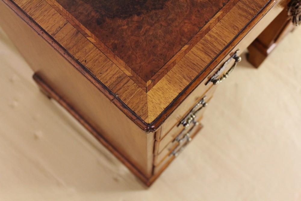 Burr Walnut Kneehole Desk View V
