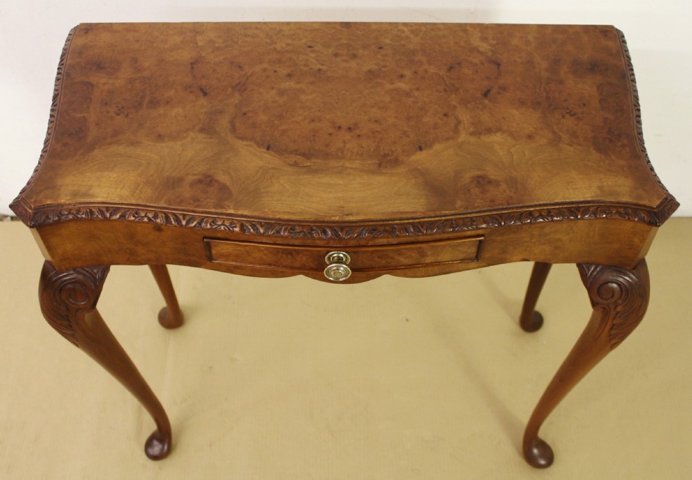 Queen Anne Style Burr Walnut Lamp Table View V