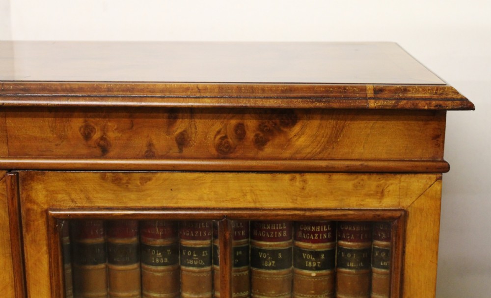 Pair of Glazed Burr Walnut Bookcases View II