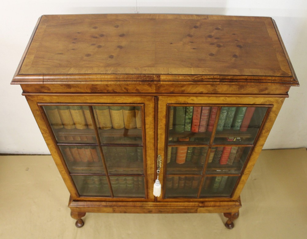 Pair of Glazed Burr Walnut Bookcases View III