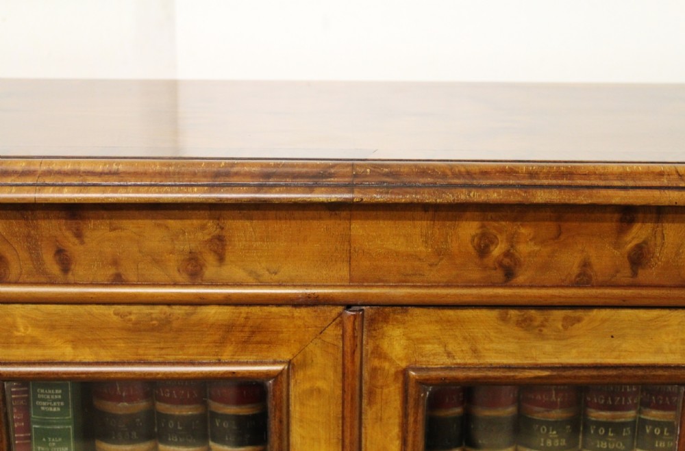 Pair of Glazed Burr Walnut Bookcases View VIII