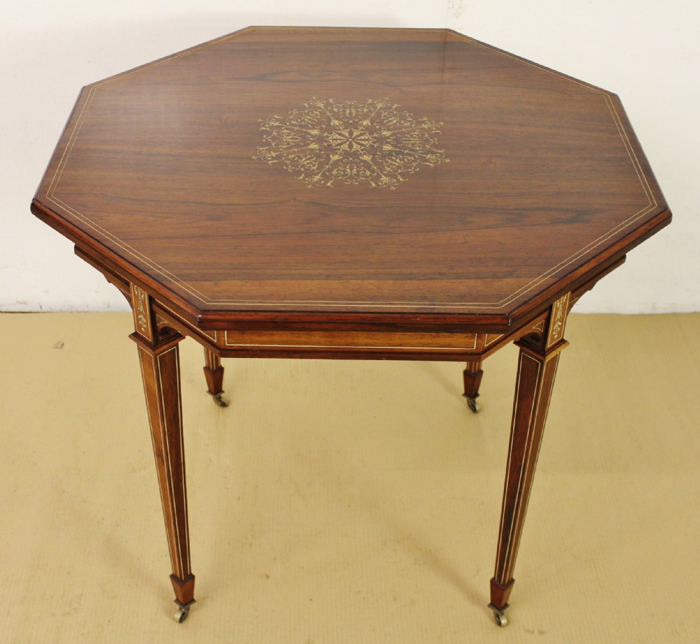 Octagonal Inlaid Rosewood Centre Table