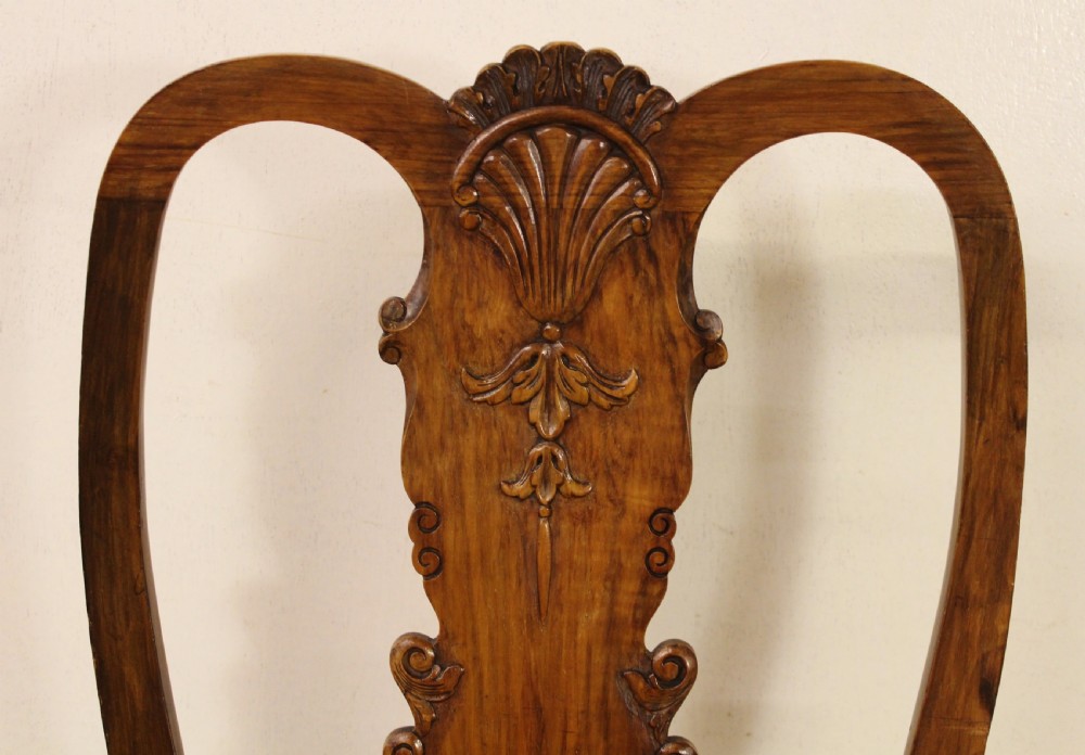 Set of 4 Queen Anne Style Walnut Chairs View V