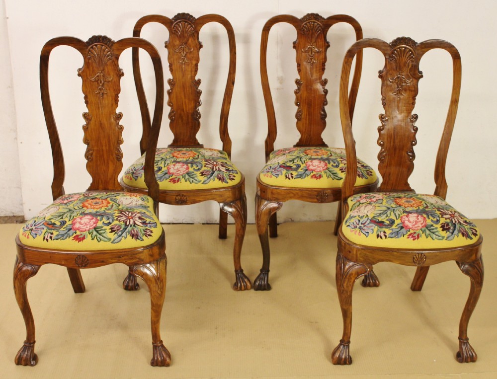 Set of 4 Queen Anne Style Walnut Chairs View VIII