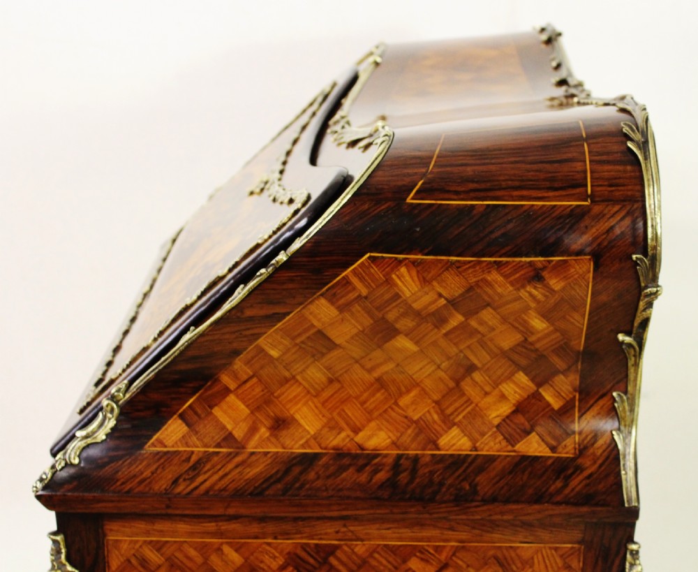 French Rosewood Marquetry Bombe Bureau  View XX