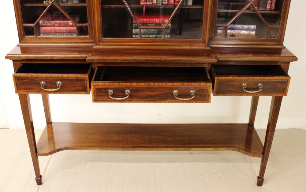Inlaid Mahogany Bookcase by Edwards and Roberts View V