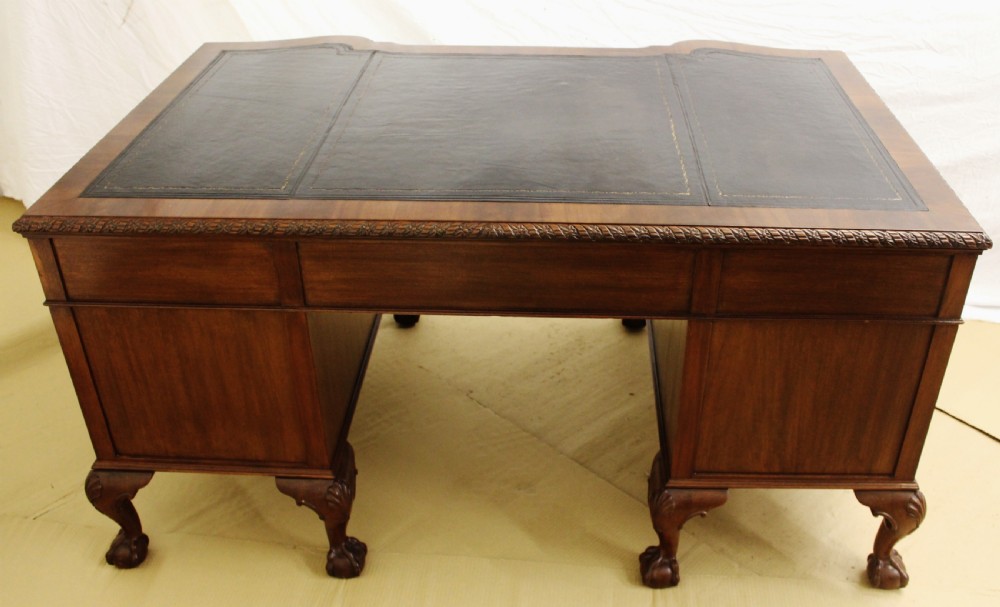 Mahogany Chippendale Style Pedestal Desk View V