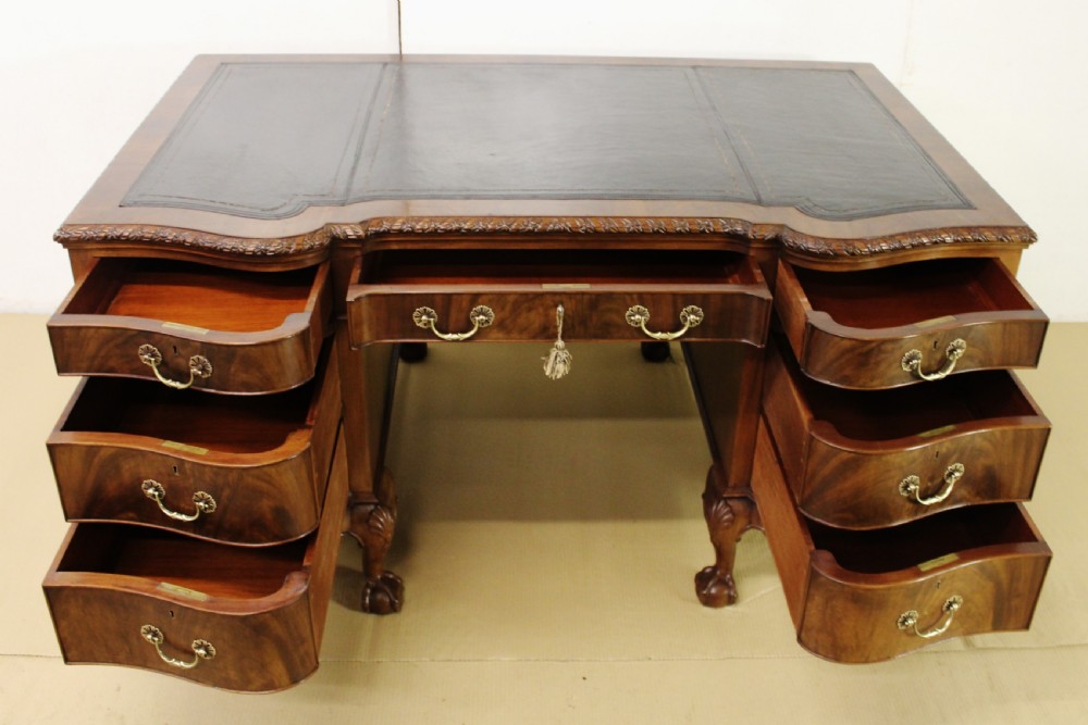 Mahogany Chippendale Style Pedestal Desk View XIII