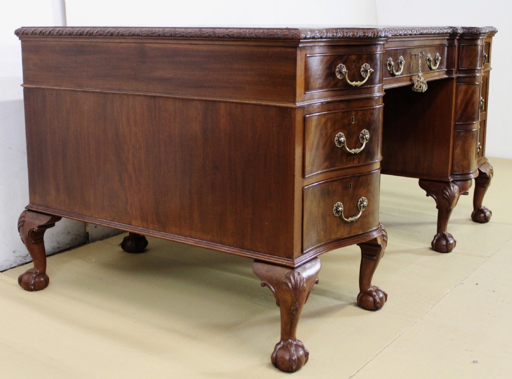 Mahogany Chippendale Style Pedestal Desk View XVII