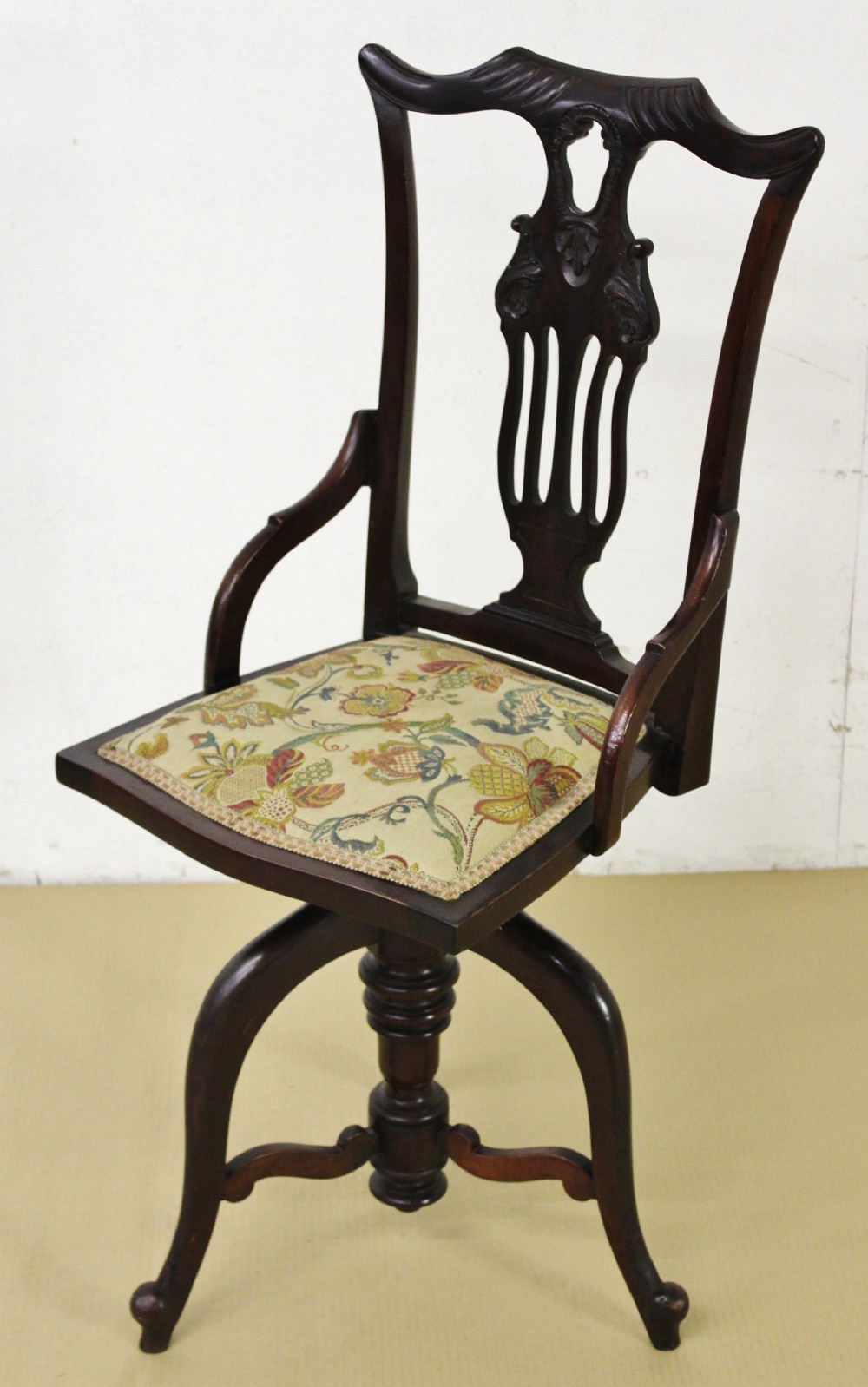 Late Victorian Revolving Mahogany Music Chair