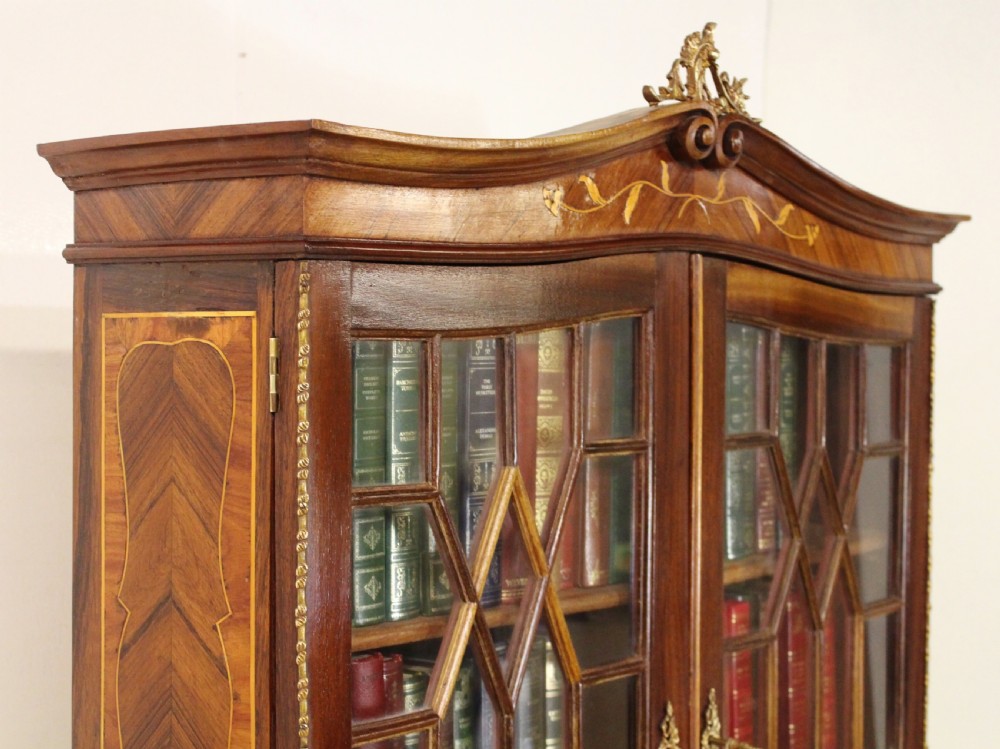 French Rosewood Marquetry Bureau Bookcase View XX